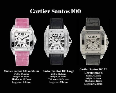 cartier santos medium case size|cartier santos size guide.